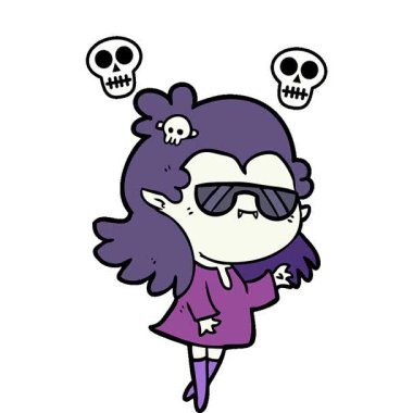 Basit bir döngülü çizgi film karakteri, havalı vampir kız.