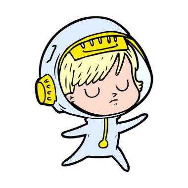 Basit bir döngülü çizgi film astronot kadın.