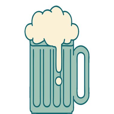 Bir bira tankardının basit bir ikonik dövme görüntüsü