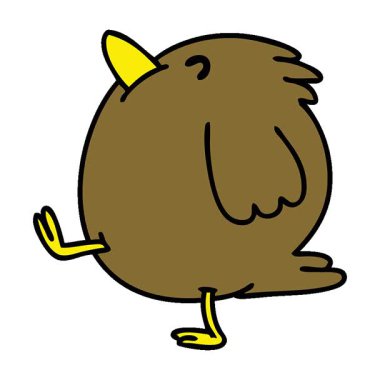 Mutlu bir kuş yürüyüşünün basit bir çizgi filmi.