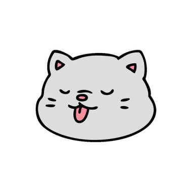 Dilini dışarı çıkaran bir kedinin basit bir çizgi filmi.