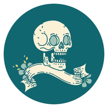 Kafatası sancağıyla basit bir döngü şeklinde dövme simgesi