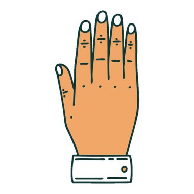 Basit bir döngü animasyon ikonik dövme tarzı bir el resmi