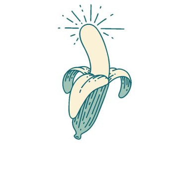 Geleneksel dövme tarzının basit bir döngü canlandırması. Soyulmuş muz.