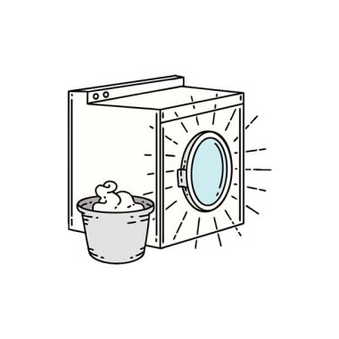 Geleneksel dövme stili çamaşır makinesinin basit bir döngü canlandırması