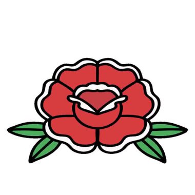 Geleneksel çiçek stilinde basit bir döngü dövmesi.