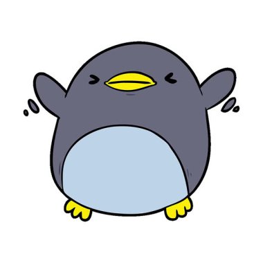 Basit bir döngülü çizgi film pengueni kanat çırpıyor.