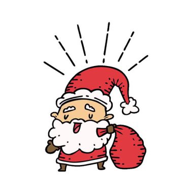 Geleneksel dövme stili Noel Baba karakterinin çuvallı basit bir canlandırması.