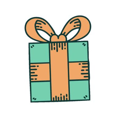 Bir hediyenin basit bir döngü ikonik dövme görüntüsü