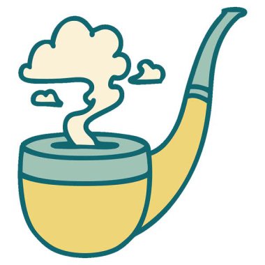 Sigara içen piposunun basit bir ikonik dövme görüntüsü