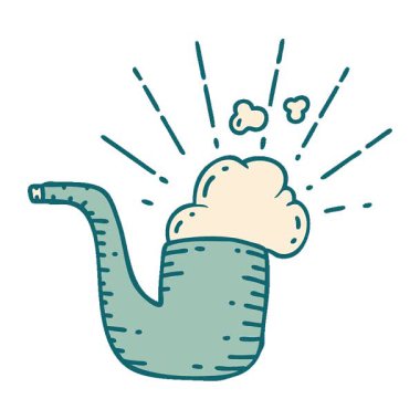 Geleneksel dövme stili sigara piposunun basit bir döngü canlandırması