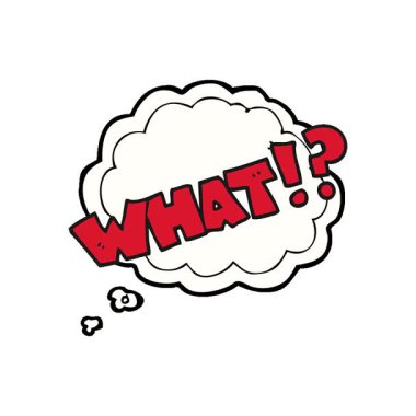 Basit bir döngü çizimi serbest çizim düşünce baloncuğu karikatürü haykırıyor:!?