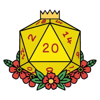 Basit bir döngü animasyon Retro Tattoo Biçimli doğal 20 D20 zarlı çiçek elementleri