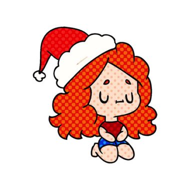 Kawaii kızının Noel karikatürünü çizmiş basit bir döngü animasyonu.