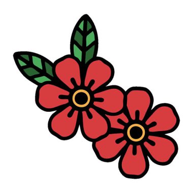 Geleneksel çiçek stilinde basit bir döngü dövmesi.