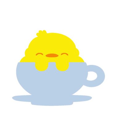 Çay fincanındaki basit bir canlı yavru kuş.