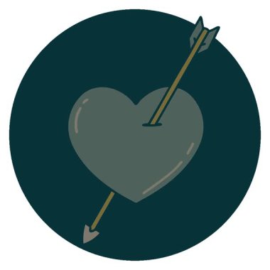 Basit bir döngü ikonik dövme tarzı ok ve kalbin görüntüsü