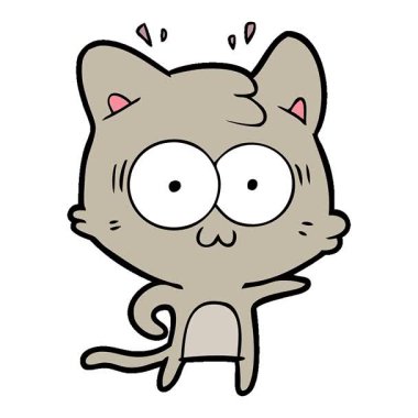 Basit bir çizgi film. Şaşırmış kedi.