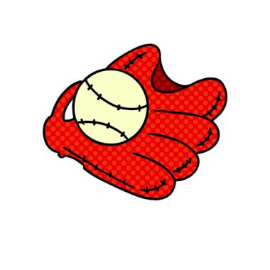 Basit bir döngü hareketli el çizimi beyzbol topu ve eldiven karalaması