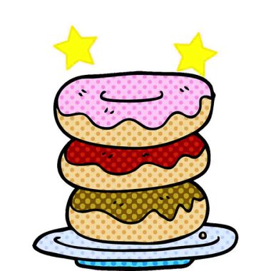 Basit bir çizgi film çizgi film çizimi çörek tabağı.