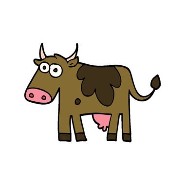 Basit bir çizgi film çizgi romanı karalama çiftliği ineği.