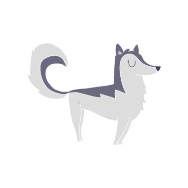 Basit bir daire şeklinde düz renkli çizgi film Husky.