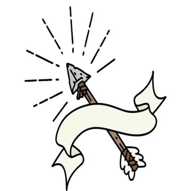 Dövme stili eski çakmaktaşı ucu okuna sahip basit bir döngü canlandırılmış kaydırma pankartı