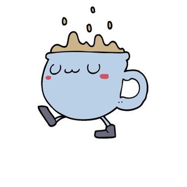 Basit bir çizgi film kahve fincanı yürüyüşü.