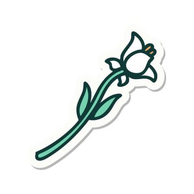 Geleneksel zambak stilinde basit bir dövmeli çizgi film çıkartması.