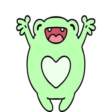 Aşık mutlu bir kurbağanın basit bir çizgi filmi.