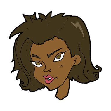 Basit bir çizgi film kadın yüzü.