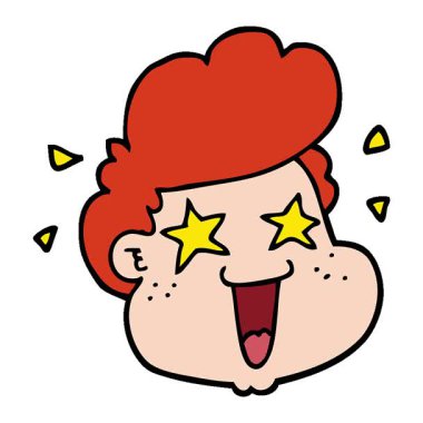 Basit bir çizgi filmci çocuğun yüzü.