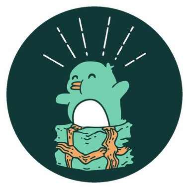 Dövme stili bir penguenin günümüzde oturduğu basit bir döngü simgesi