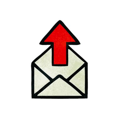 Bir e-posta işaretinin basit bir döngü animasyon grunge doku çizgi filmi