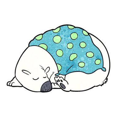 Uyuyan basit bir çizgi film karakteri kutup ayısı.