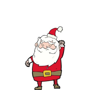 Basit bir çizgi film Noel Baba havayı yumrukluyor.