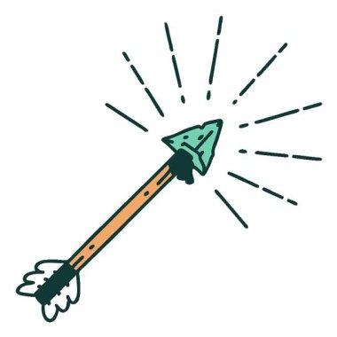 Geleneksel dövme stili eski çakmaktaşı ucu okunun basit bir döngü canlandırması