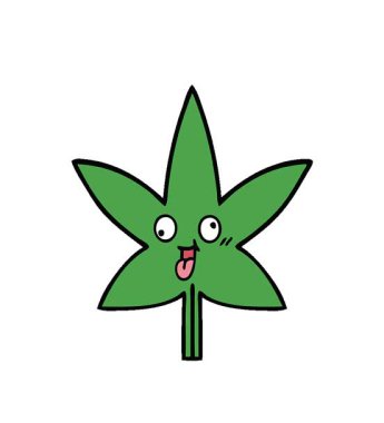 Marihuana yaprağının basit bir çizgi filmi.