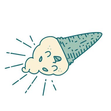 Geleneksel dövmeli dondurma karakterinin basit bir illüstrasyon canlandırması