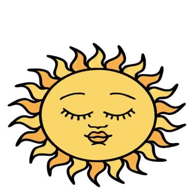 Basit bir döngü animasyon dövmesi. Yüzü güneşli geleneksel bir dövme.