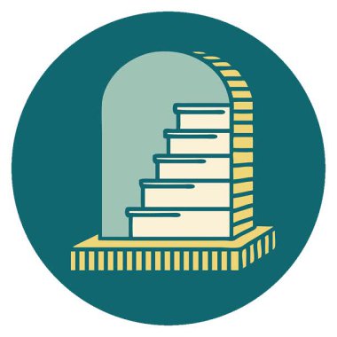 Bir mezar taşının basit bir döngü ikonik dövme görüntüsü