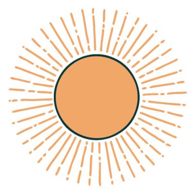 Basit bir döngü ikonik dövme şeklinde güneş görüntüsü