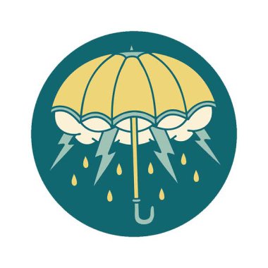 Basit bir döngü animasyon ikonik dövme görüntüsü bir şemsiye