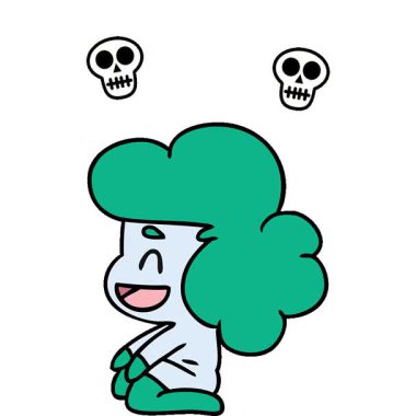 Kawaii uzaylı bir kızın basit bir çizgi film çizimi.