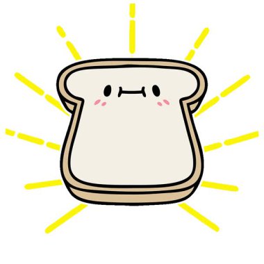 Basit bir çizgi film karakteri. Yüzü olan bir dilim ekmek.