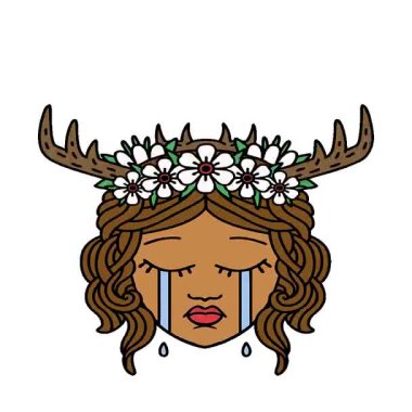 Basit bir döngülü Retro Dövme Biçimi Ağlayan İnsan Druid