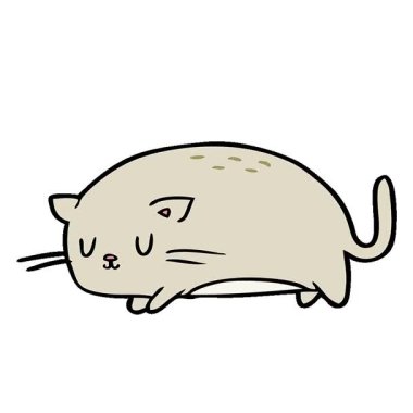 Basit bir döngülü, sevimli, şişman çizgi film kedisi.