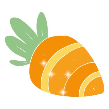 Basit bir kıvrımlı düz renkli çizgi film havucu.