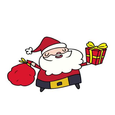 Kawaii Noel Baba 'nın Noel karikatürünü çizmiş basit bir döngü animasyonu.