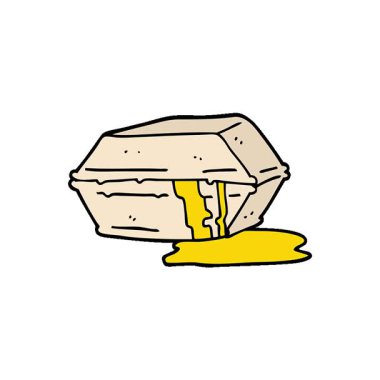 Basit bir döngü çizilmiş el çizimi karikatür yağlı yemek.